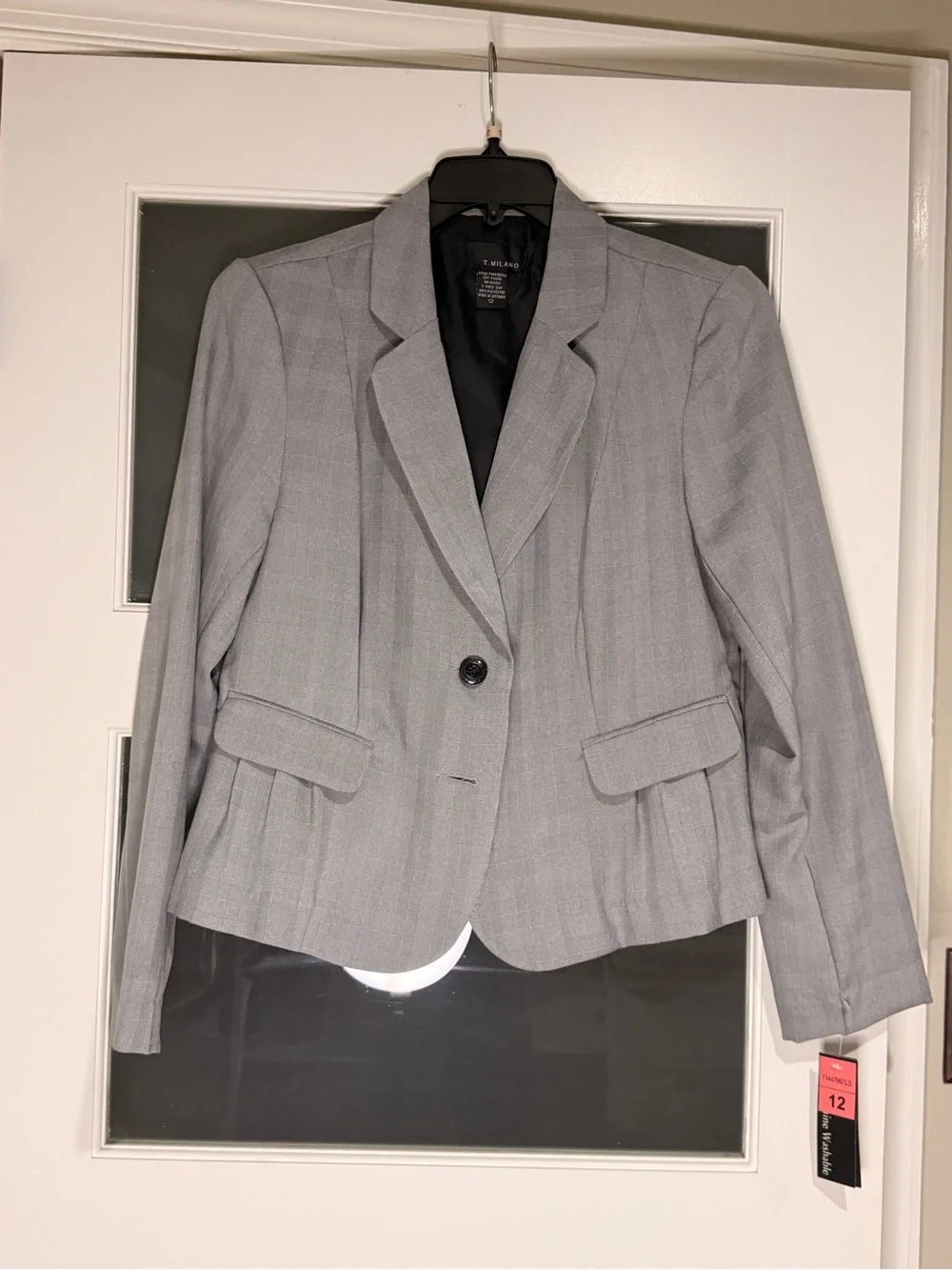 T. Milano Gray Plaid 2-Piece Skirt Suit NWT Size 12